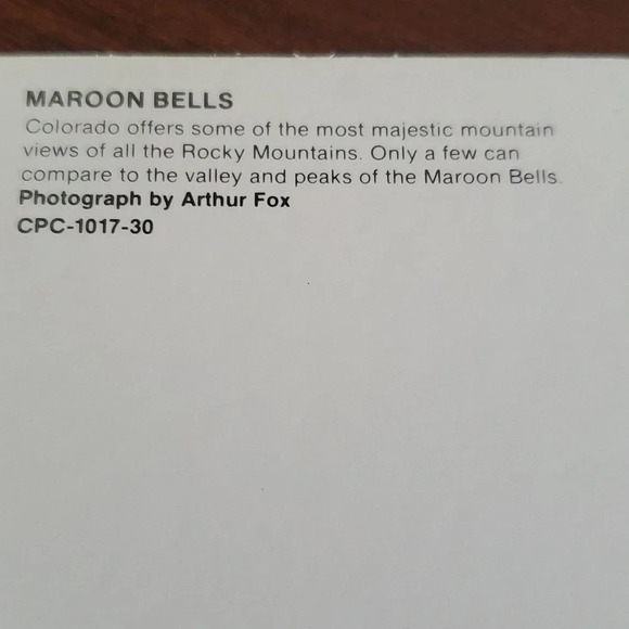 Postcard Maroon Bells, Rocky Mountains, Colorado - Picture 4 of 4